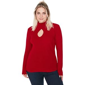 Trendyol Dam hög hals vanlig plusstorlek tröja sweatshirt, röd, XXL, Röd Trendyol Dam hög hals vanlig plusstorlek tröja sweatshirt, röd, XXL, Röd