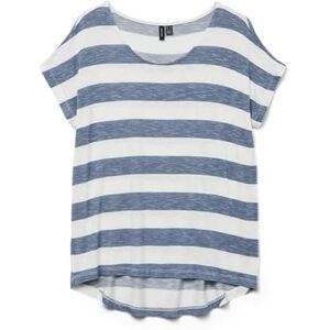 VERO MODA Damtopp med korta ärmar, randig, Kina blå/ränder: snow white, M VERO MODA Damtopp med korta ärmar, randig, Kina blå/ränder: snow white, M