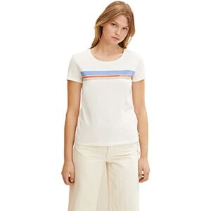 TOM TAILOR Denim Damer T-shirt med tryck 1032808, 10348 Gardenia White, L TOM TAILOR Denim Damer T-shirt med tryck 1032808, 10348 Gardenia White, L