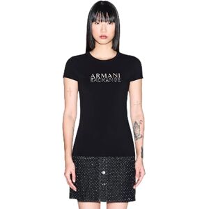 Giorgio Armani dam Salin de Giraud, silverlogotyp bokstäver t-shirt, svart, M Giorgio Armani dam Salin de Giraud, silverlogotyp bokstäver t-shirt, svart, M