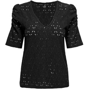 ONLY Onlrosa S/S V-hals puff topp JRS t-shirt, svart, XXS ONLY Onlrosa S/S V-hals puff topp JRS t-shirt, svart, XXS