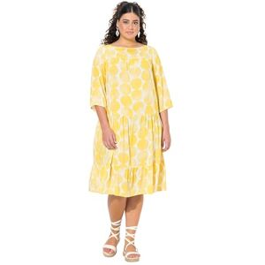 Ulla Popken damer stora storlekar överdimensionerade plus size klänning med AOP och volanger, Snövit, 46-48 Ulla Popken damer stora storlekar överdimensionerade plus size klänning med AOP och volanger, Snövit, 46-48