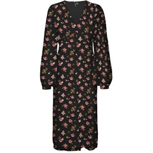VERO MODA dam Vmsmilla Ls V-hals Calf Dress WVN Ga, svart, S VERO MODA dam Vmsmilla Ls V-hals Calf Dress WVN Ga, svart, S