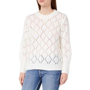 KAFFE Kvinnors pullover lång ärm vanlig passform hål stickad tyg Crew Neck dam, krita, M KAFFE Kvinnors pullover lång ärm vanlig passform hål stickad tyg Crew Neck dam, krita, M