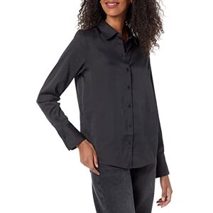 Amazon Essentials kvinnors Classic-Fit satin button down-blus (finns i plusstorlek), svart, medium Amazon Essentials kvinnors Classic-Fit satin button down-blus (finns i plusstorlek), svart, medium