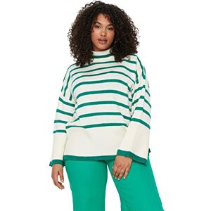 Trendyol kvinnor plus size vanlig dubbelbröst stående krage stickade kläder plus size jumper, gRÖN, XL Trendyol kvinnor plus size vanlig dubbelbröst stående krage stickade kläder plus size jumper, gRÖN, XL