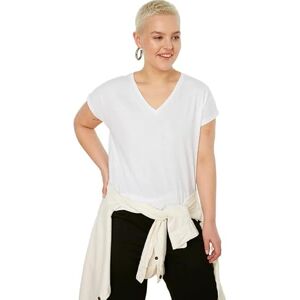 Trendyol Kvinnor plusstorlek avslappnad bas V-hals stickad plusstorlek T-shirt, Vitt, 3XL Trendyol Kvinnor plusstorlek avslappnad bas V-hals stickad plusstorlek T-shirt, Vitt, 3XL