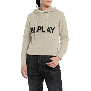 Replay Huvtröja med huva för kvinnor, Pärlgrå 772, XXS Replay Huvtröja med huva för kvinnor, Pärlgrå 772, XXS