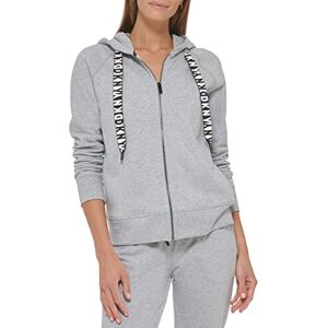 DKNY tröja kofta kvinnor sport dam tvåton logotyp dragsko dragkedja hoodie, Pärlgrå ljung, XS DKNY tröja kofta kvinnor sport dam tvåton logotyp dragsko dragkedja hoodie, Pärlgrå ljung, XS