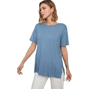 Trendyol Dam vän stickad T-shirt, blå, S Trendyol Dam vän stickad T-shirt, blå, S