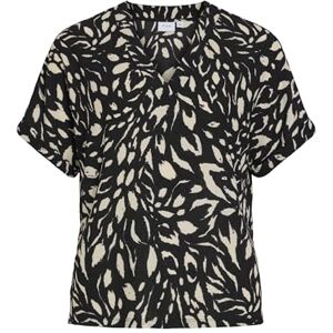 Vila YA BEA V-hals S/S TOP/DFS, Black Beauty/Aop: bea Eggnog, S Vila YA BEA V-hals S/S TOP/DFS, Black Beauty/Aop: bea Eggnog, S