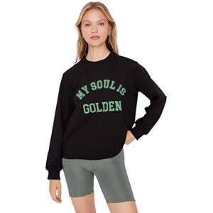 Trendyol Dam unga normal basic rundhalsad stickad sweatshirts, Svart, XS Trendyol Dam unga normal basic rundhalsad stickad sweatshirts, Svart, XS