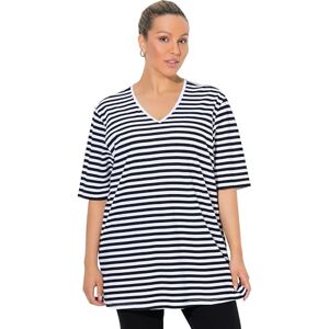 Ulla Popken damer stora storlekar överdimensionerade plus size basic V-skjorta, ränder avslappnad Ulla Popken damer stora storlekar överdimensionerade plus size basic V-skjorta, ränder avslappnad