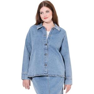 Ulla Popken dam jeanskrok, skjortkrage, långärmad, ekologisk bomull inomhusjackor & blazer, Blå denim, 54-56 Ulla Popken dam jeanskrok, skjortkrage, långärmad, ekologisk bomull inomhusjackor & blazer, Blå denim, 54-56