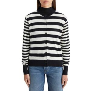 Scotch & Soda Crew Neck Relaxed Cardigan Tröja, Svart och vit rand 7407, M Scotch & Soda Crew Neck Relaxed Cardigan Tröja, Svart och vit rand 7407, M
