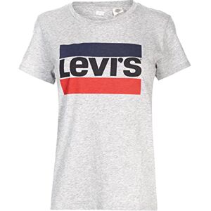 Levi's T-shirt för kvinnor med perfekt text, Sportkläder logotyp rökstack Htr, XS Levi's T-shirt för kvinnor med perfekt text, Sportkläder logotyp rökstack Htr, XS