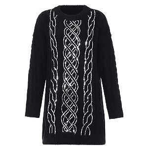 faina Dam snygg stickad tröja med strukturerat mönster svart storlek XL/XXL, svart, XL faina Dam snygg stickad tröja med strukturerat mönster svart storlek XL/XXL, svart, XL