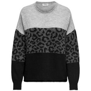 ONLY Onljade Animal Ls O-Neck Noos KNT tröja, Ljusgrå melange/mönster: w. Mgm/svart, XL ONLY Onljade Animal Ls O-Neck Noos KNT tröja, Ljusgrå melange/mönster: w. Mgm/svart, XL