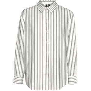 VERO MODA dam Vmlinn Ls Shirt WVN Noos skjorta, Snövit/ränder: olga måne kjol, S VERO MODA dam Vmlinn Ls Shirt WVN Noos skjorta, Snövit/ränder: olga måne kjol, S
