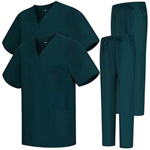 MISEMIYA Förpackning med 2 set Sanitär Pyjamas Set Sanitära Uniformer Unisex Medicinska Uniformer 2-6801-6802, Grön, XL MISEMIYA Förpackning med 2 set Sanitär Pyjamas Set Sanitära Uniformer Unisex Medicinska Uniformer 2-6801-6802, Grön, XL