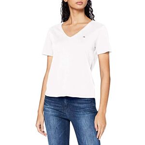 Tommy Hilfiger Tommy Jeans Tjw Slim Jersey V-ringad T-shirt för kvinnor, Vitt, XS Tommy Hilfiger Tommy Jeans Tjw Slim Jersey V-ringad T-shirt för kvinnor, Vitt, XS