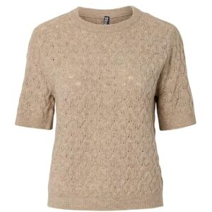 PIECES Pclelou Ss O-Neck Knit Noos Bc, taupe grå, S PIECES Pclelou Ss O-Neck Knit Noos Bc, taupe grå, S