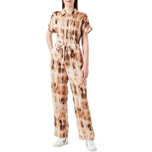 Cream Kvinnors Jumpsuit Shorts Sleeves dragkedja med fickor breda ben vanlig passform dam, Tannin batik, 34 Cream Kvinnors Jumpsuit Shorts Sleeves dragkedja med fickor breda ben vanlig passform dam, Tannin batik, 34