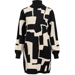 Object Objray L/S stickad polotröja klänning AOP Noos, svart, S Object Objray L/S stickad polotröja klänning AOP Noos, svart, S