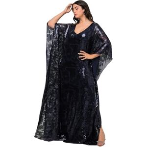 Ulla Popken damer lång cape klänning med paljetter klänningar, marinblå, 42-44 plus size Ulla Popken damer lång cape klänning med paljetter klänningar, marinblå, 42-44 plus size