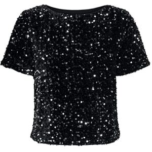 ONLY Onlanika SS Sequins Boat Top Wvn, Svart, M Kvinna, Svart, M ONLY Onlanika SS Sequins Boat Top Wvn, Svart, M Kvinna, Svart, M