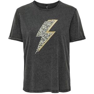 ONLY ONLGWEN Life S/S Lightning TOP CS JRS, Svart/tryck: lightning Linou, S ONLY ONLGWEN Life S/S Lightning TOP CS JRS, Svart/tryck: lightning Linou, S