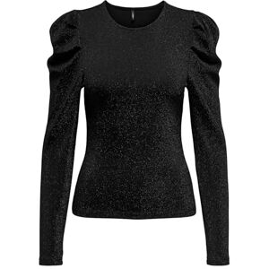 ONLY ONLRICH L/S Glitter Puff TOP JRS, Svart/detalj: svart glitter, L ONLY ONLRICH L/S Glitter Puff TOP JRS, Svart/detalj: svart glitter, L