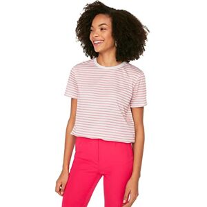 Trendyol Dam beige randig basic stickad t-shirt, extra liten Trendyol Dam beige randig basic stickad t-shirt, extra liten