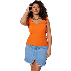 Trendyol Dam anpassad bas fyrkantig krage stickad plusstorlek blus, orange, 3XL, Orange, 3XL Trendyol Dam anpassad bas fyrkantig krage stickad plusstorlek blus, orange, 3XL, Orange, 3XL