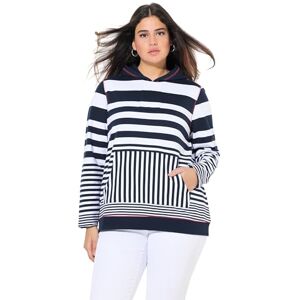 Ulla Popken damkläder plus size kurvig överdimensionerad randig långärmad huvtröja 839579, Inky blå, 42-44 Ulla Popken damkläder plus size kurvig överdimensionerad randig långärmad huvtröja 839579, Inky blå, 42-44