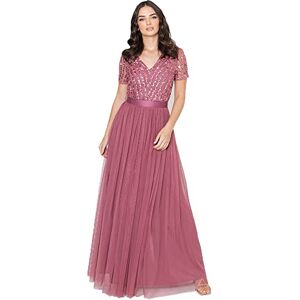 Maya Deluxe Maxi klänning för dam dam braidesmaid V-ringad plusstorlek boll gown kortärmad lång elegant empire midja brudtärna klänning dam, Ökenros, 54 Maya Deluxe Maxi klänning för dam dam braidesmaid V-ringad plusstorlek boll gown kortärmad lång elegant empire midja brudtärna klänning dam, Ökenros, 54