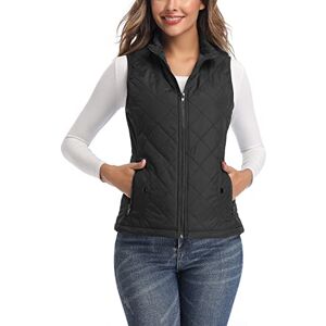 LONGKING LK vadderad damväst med lätt ståkrage och dragkedja, topp/rock/jacka utan ärmar för utomhusbruk, svart, XL LONGKING LK vadderad damväst med lätt ståkrage och dragkedja, topp/rock/jacka utan ärmar för utomhusbruk, svart, XL
