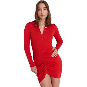 Trendyol Dam mini bodycon smal stickad klänning, Röd, L Trendyol Dam mini bodycon smal stickad klänning, Röd, L