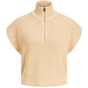 JJXX JACK & JONES Dam Jxflorence Twist Halv Zip stickad väst tröja, Beige, M JJXX JACK & JONES Dam Jxflorence Twist Halv Zip stickad väst tröja, Beige, M