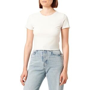 Koton Kortärmad t-shirt med ribbad rund hals, Ecru (010), S dam, Ecru (010), S Koton Kortärmad t-shirt med ribbad rund hals, Ecru (010), S dam, Ecru (010), S