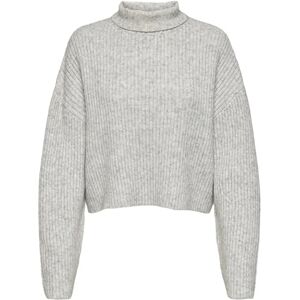 ONLY Onlmelanie L/S polotröja tröja KNT stickad tröja, Ljusgrå melange, XS ONLY Onlmelanie L/S polotröja tröja KNT stickad tröja, Ljusgrå melange, XS