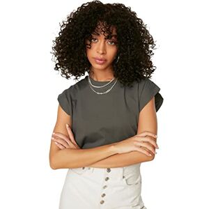 Trendyol Kvinnors antracit ärmlös basic stickad t-shirt, M Trendyol Kvinnors antracit ärmlös basic stickad t-shirt, M