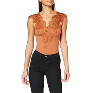 PIECES Kvinnlig topp utan ärmar spetskant, Mocha Bisque, XS PIECES Kvinnlig topp utan ärmar spetskant, Mocha Bisque, XS