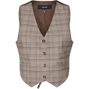 VERO MODA Dam Vmellie Sl Check Väst Kostym, Silver mink/check: brun, 40 SE VERO MODA Dam Vmellie Sl Check Väst Kostym, Silver mink/check: brun, 40 SE