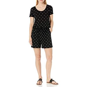 Amazon Essentials kortärm Scoop-Neck Romper, svart, prickar, M Amazon Essentials kortärm Scoop-Neck Romper, svart, prickar, M