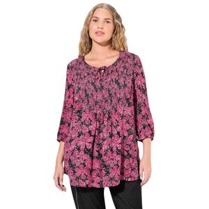 Ulla Popken damer stora storlekar plus storlek rökblus, blommigt tryck, rund hals, 3/4-ärm, Röd rosa, 46-48 Ulla Popken damer stora storlekar plus storlek rökblus, blommigt tryck, rund hals, 3/4-ärm, Röd rosa, 46-48