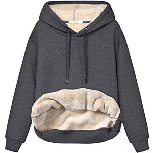 Haellun Vardaglig vinter varm fleece sherpa fodrad pullover huvtröja, Grå, L Haellun Vardaglig vinter varm fleece sherpa fodrad pullover huvtröja, Grå, L