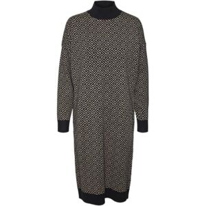 VERO MODA VMARIA konst LS hög hals knäklänning GA, Svart/detalj: w. Silver Mink Grafic Print, S VERO MODA VMARIA konst LS hög hals knäklänning GA, Svart/detalj: w. Silver Mink Grafic Print, S