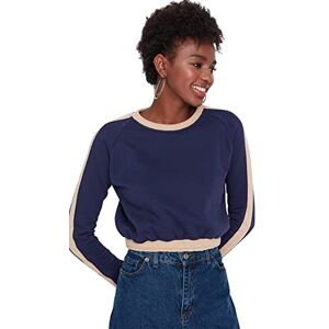 Trendyol Dam normal basic rundhalsad stickad sweatshirts, marinblå, L Trendyol Dam normal basic rundhalsad stickad sweatshirts, marinblå, L