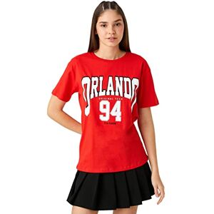 Koton Collage Printed T-Shirt Short Sleeve Crew Neck, T-shirt för dam, Rot (404), Röd (404), XS Koton Collage Printed T-Shirt Short Sleeve Crew Neck, T-shirt för dam, Rot (404), Röd (404), XS